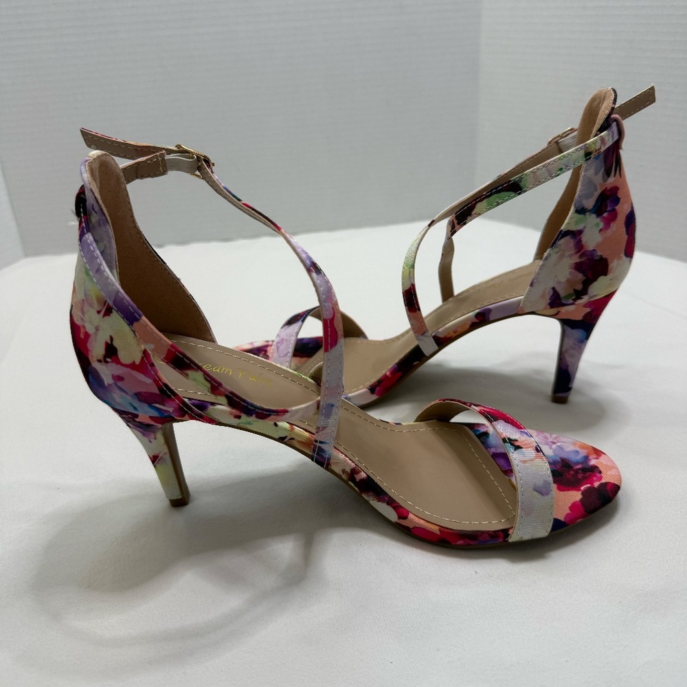 Dream Pairs Floral Strappy Heels Size 9.5 Multicolor Ankle Strap Stiletto Sandal - Picture 4 of 7
